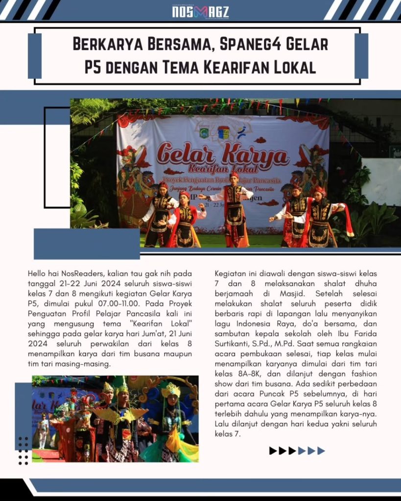 SPANEG4 GELAR P5 DENGAN TEMA KEARIFAN LOKAL